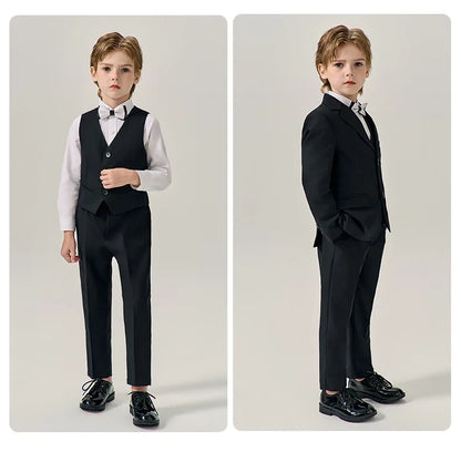 Prince Kids Purple Jakcet Vest Pants Bowtie Piano Party Dress Boys Wedding Ceremony Photograph Suit Children Performance Costume