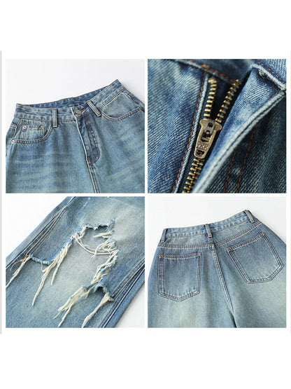 Women Jeans Fashion Casual Loose High Waisted Wide Leg Denim Pants Streetwear Female Trousers Spring Autumn New 2026