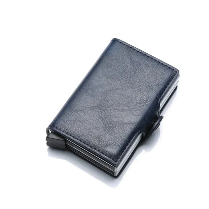 DIENQI-Carbon Credit Card Holder Men Wallet RFID PU Leather Metal Hasp Wallet Male Purse Minimalist Gifts for Men Carteiras