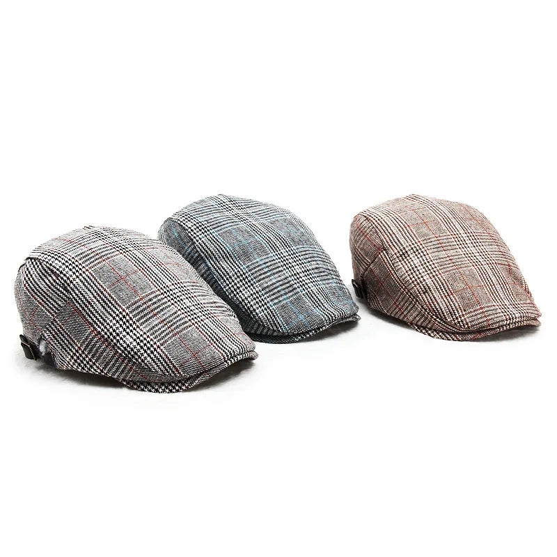 Men's Women's Beret Herringbone Flat Ivy Newsboy Hat Wool Blend Gatsby Cabbie Adjustable Cap