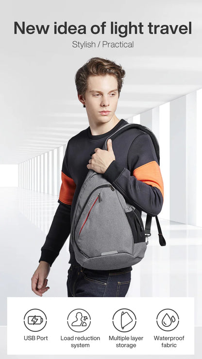 Men One Shoulder Backpack Women Sling Bag Crossbody USB Boys Cycling Sports Travel Versatile Fashion Bag Student School