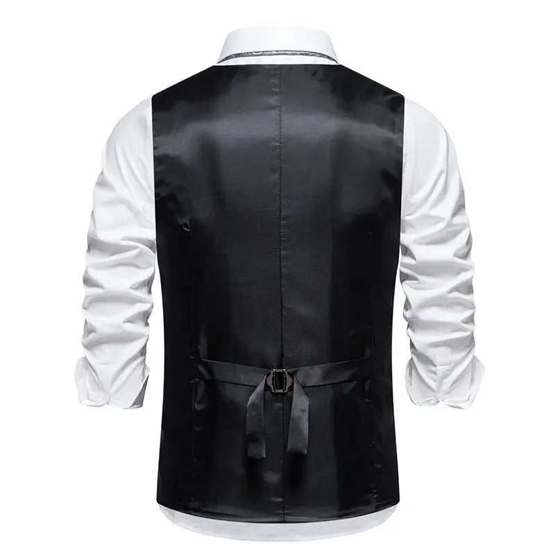Men Suit Vest Vintage Striped Single-breasted Man Waistcoats Business Casual Slim Sleeveless Male Party Dress Vests