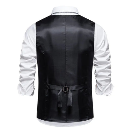 Men Suit Vest Vintage Striped Single-breasted Man Waistcoats Business Casual Slim Sleeveless Male Party Dress Vests