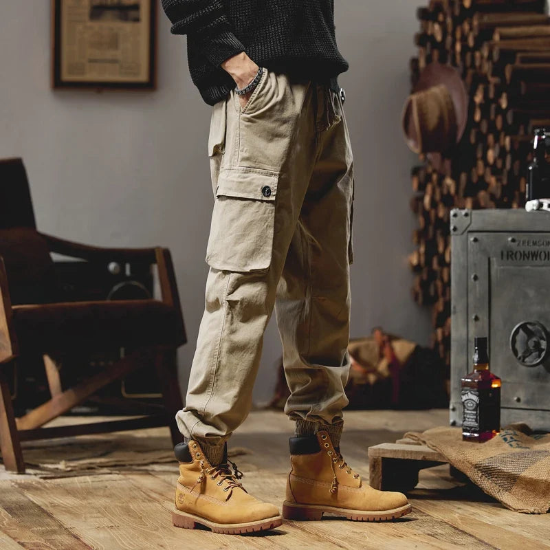 Joggers Cargo Pants Mens Casual Hip Hop Multi-Pocket Male Trousers Sweatpants Streetwear Techwear Tactical Khaki Pants BLW9106