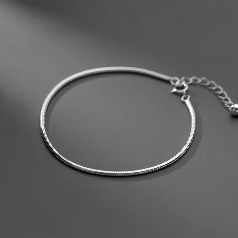 Hight Quality 100% 925 Sterling Silver Fashion Classic Snake Chain Bracelet Anklet Link for Women Fine Jewelry Bijoux
