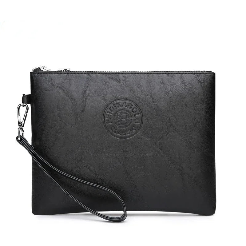 Nouvelle Pochette pour Homme Style Business Grand Portefeuille en Cuir PU Souple Homme avec Dragonne Sac Élégant Décontracté et Tendance Sac à Main Pochette Homme
