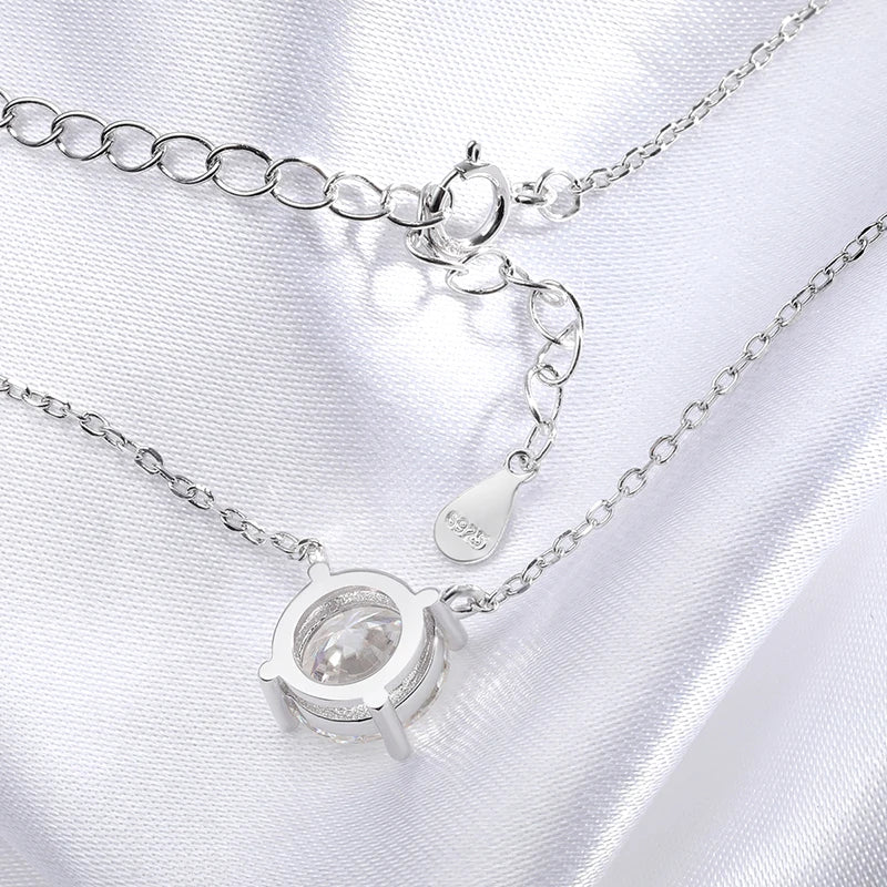 White Gold Plated 1-10CT Moissanite Necklace for Women Classic Four Claws Pendant Wedding Jewelry 925 Sterling Silver