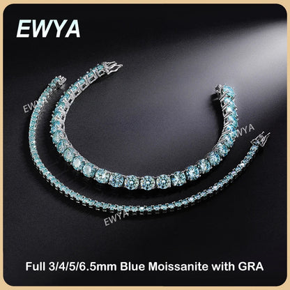 Luxury Real 3/4/5/6.5MM Full Champagne Blue Green Moissanite Tennis Bracelet for Men Women S925 All Red Diamond Bracelets