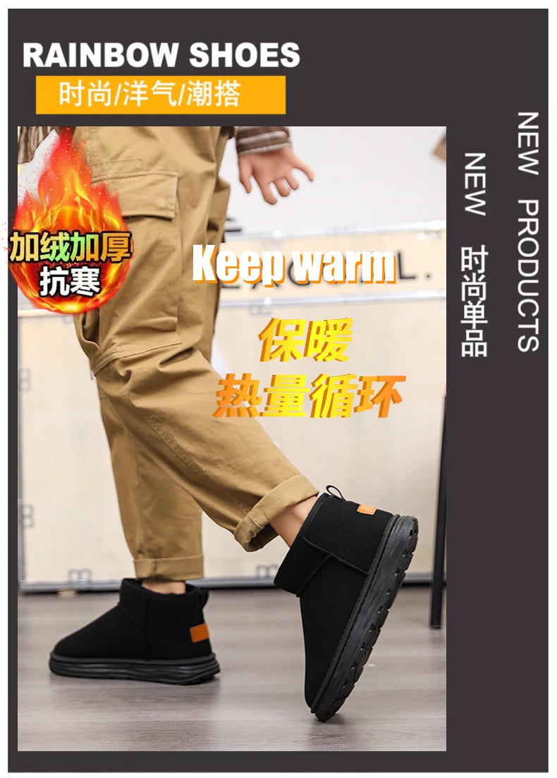 2025 Winter Snow Boots for Men New Fashion Australia Boots 39-47 Classic Top Quality Suede Leather Ankle Boots Warm Mens Shoes