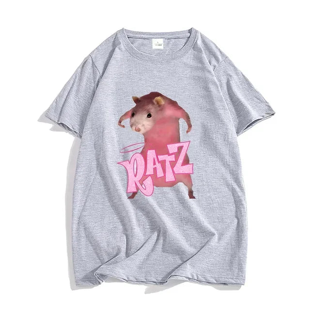 New Pattern Ratz Mouse Cartoon Printed Women Cool And Comfortable Loose Short Sleeved Harajuku Cartoon Printed T-shirt