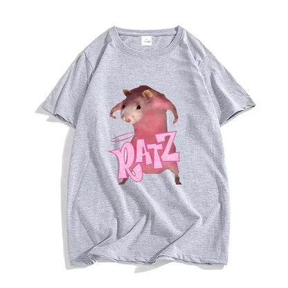New Pattern Ratz Mouse Cartoon Printed Women Cool And Comfortable Loose Short Sleeved Harajuku Cartoon Printed T-shirt