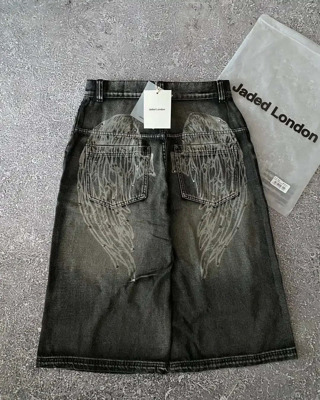 Cowboy shorts with rivet design and street wing pattern fashionable high waisted wide leg pants for Y2K knee length pants