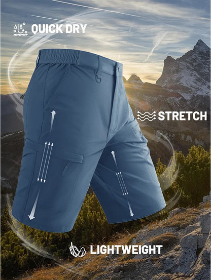 Waterproof Cargo Shorts Men's Summer Quick Dry Hiking Shorts Outdoor Multi-pockets Camping Training Work Shorts Man