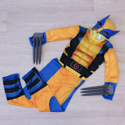 Boy's Costume Movie Superhero Jumpsuit School Performance Outfit Halloween Mask Performance Costume Party Prop Gift
