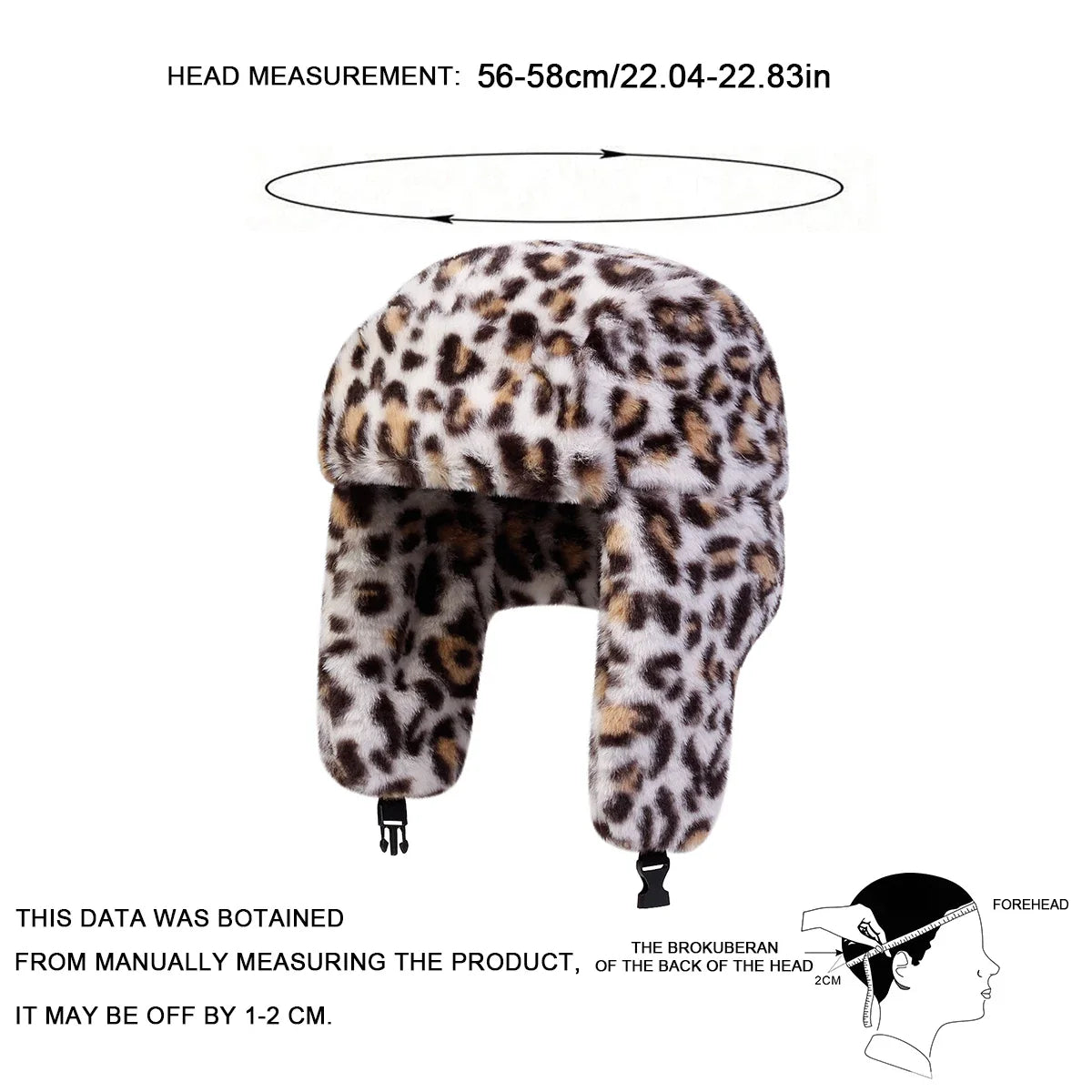 Unisex Plush Leopard Print Lei Feng Hat Winter Earflap Hat Keep Warm Ski Hat Bomber Hat for Outdoor Riding Snow Activities