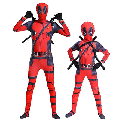 Cosplay Deadpool Costume Kids High Quality Spider-Man Child Halloween Cosplay Costume Deadpool Sword Set Adult Bodysuit Costume