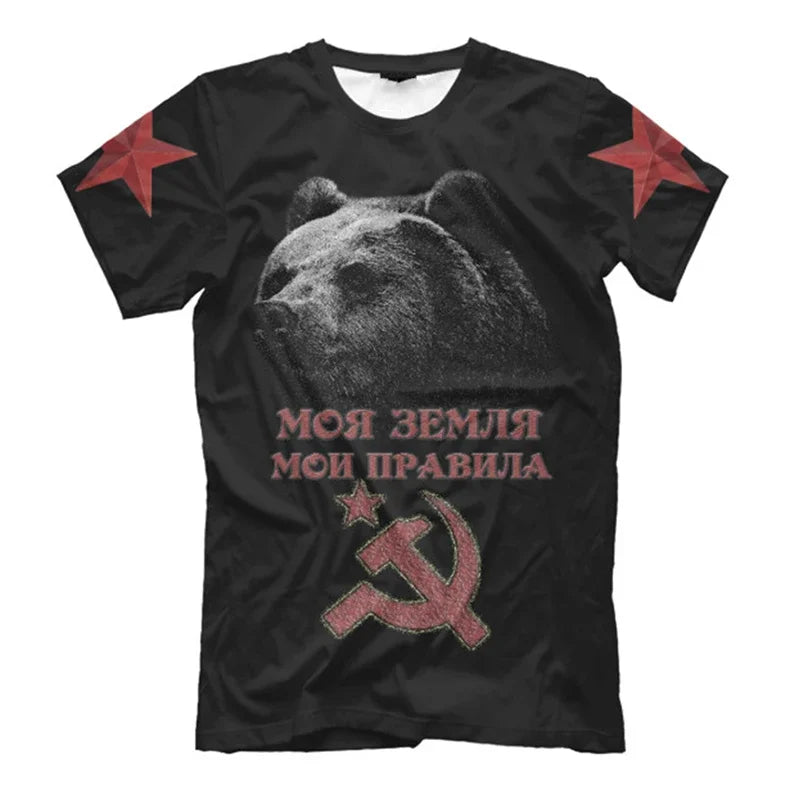 CCCP R Print T-shirt For Men Clothing Round Neck Short Sleeve T Shirts 2025 Summer Harajuku Street Oversized Tee Top