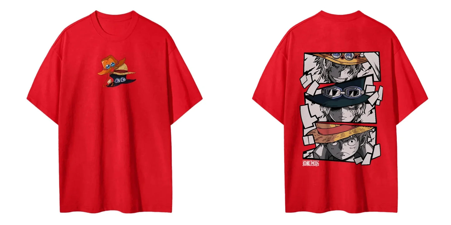 One Piece Men's Women's T-shirt Monkey D. Luffy Portgas D. Ace Sabo Anime Summer Spring Boy's Short Sleeves Parent-child Outfits