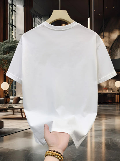 Men's summer 100% cotton fashionable casual loose Brooklyn New York printed sports round neck short sleeved T-shirt top