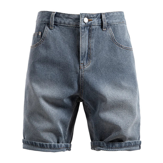 Mens 2025 Summer Retro Casual Denim Shorts Slim Fit Vintage Cotton Blend Comfortable Stylish Denim Shorts