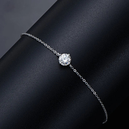 Bracelets en Moissanite pour Femme 1 Carat 6,5 MM Couleur D 100% Argent Sterling 925 Bijoux Fins Scintillants pour Mariage et Fête