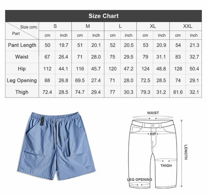 Summer Men's Casual Shorts Outdoor Workwear Straight Fit Multi-pocket Sports Shorts Mid-Rise Elastic Waistband Pants
