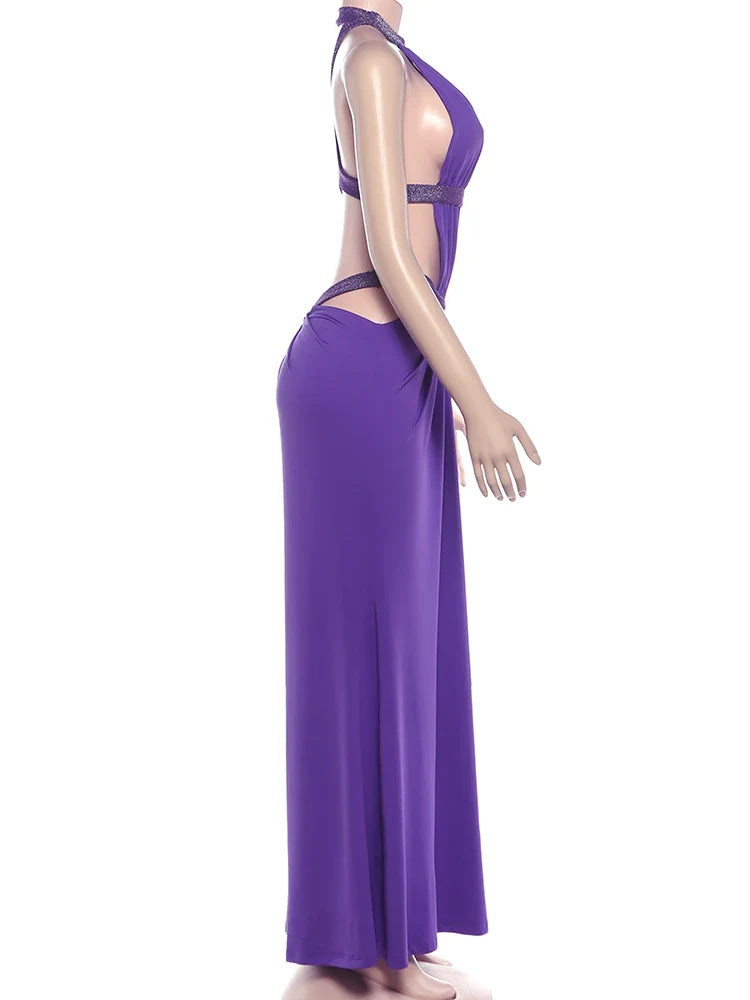 Elegant Backless Dress Women Y2K Patchwork Sparkle Bandage Irregular Sleeveless Sexy Beach Vacation Hottie Vestidos