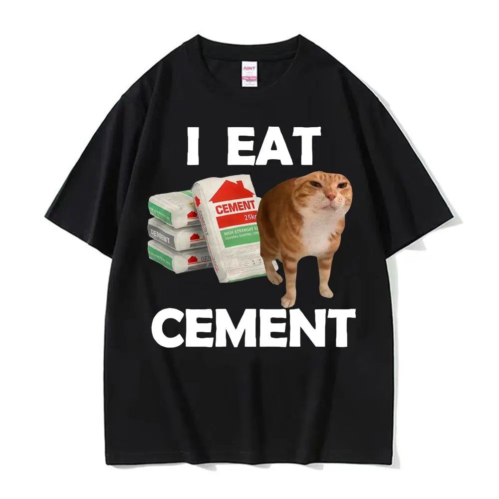 I Eat Solder Cursed Funny Cat Meme T Shirt Men Women's Clothing Fashion Casual T Shirts Summer High Quality Cotton T-shirts Tops