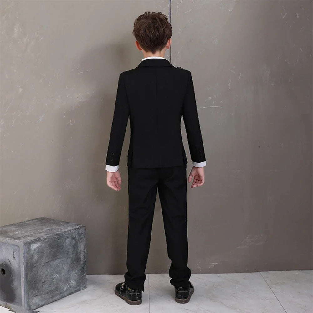 Exquisite Sparkling Boys Suits 2 Pieces Piano Performance Outfit,Black Elegant Kids Suit Set For Party,Peak Lapel Tuxedo On Sale