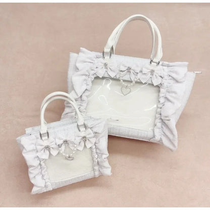 Japanese Sle Lace Trim Painful Bag Small Fraance Sle Handbag Single oulder Satchel Embellied with Button And Pleate...