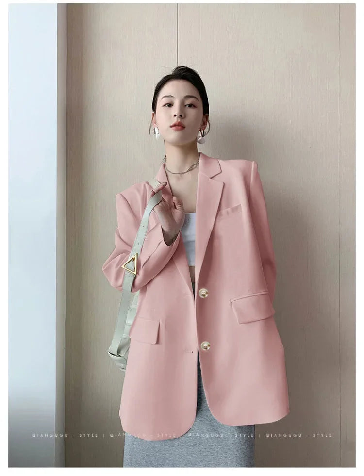 White Suit Jacket Female  2026 New Korean Version Loose Online Celebrity Casual Professional Fashion Small Suit Jacket