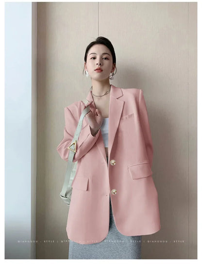 White Suit Jacket Female  2026 New Korean Version Loose Online Celebrity Casual Professional Fashion Small Suit Jacket