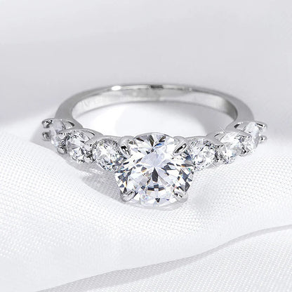3.2CTTW Full Moissanite Wedding Rings for Women 7 Stones Sparkling Lab Diamond Band with Certificate S925 Sterling Silver