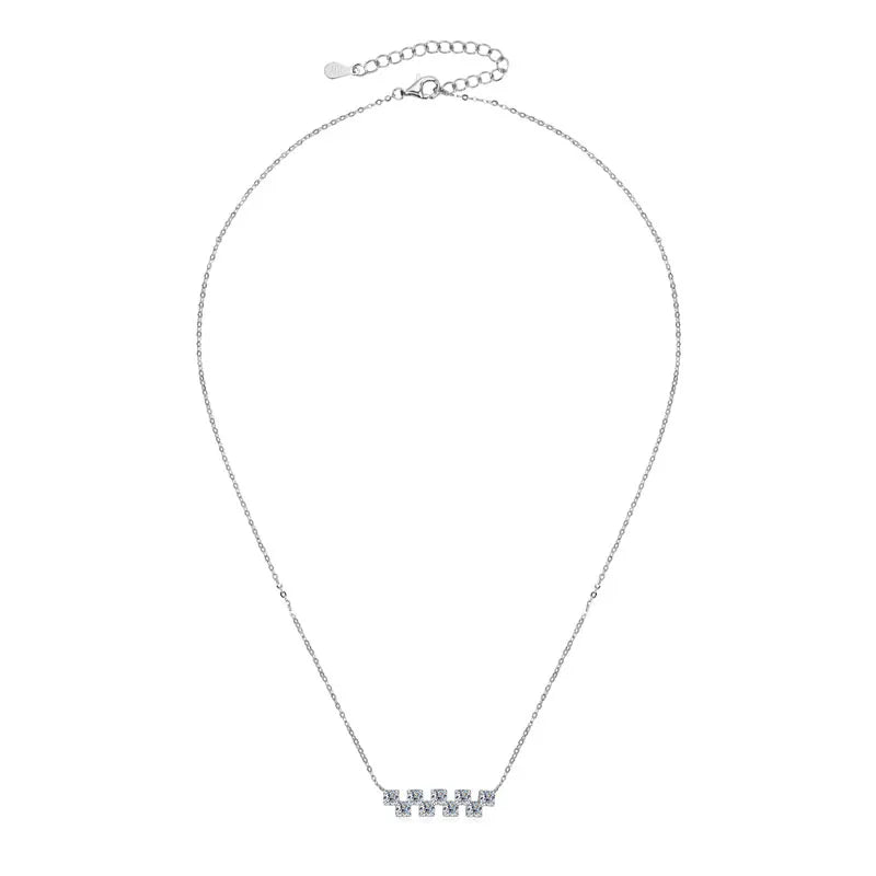 Certified 9 Stones Moissanite Pendant Necklace For Women Collar Plata 925 Sterling Silver Necklaces Exquisite Jewelry Gift