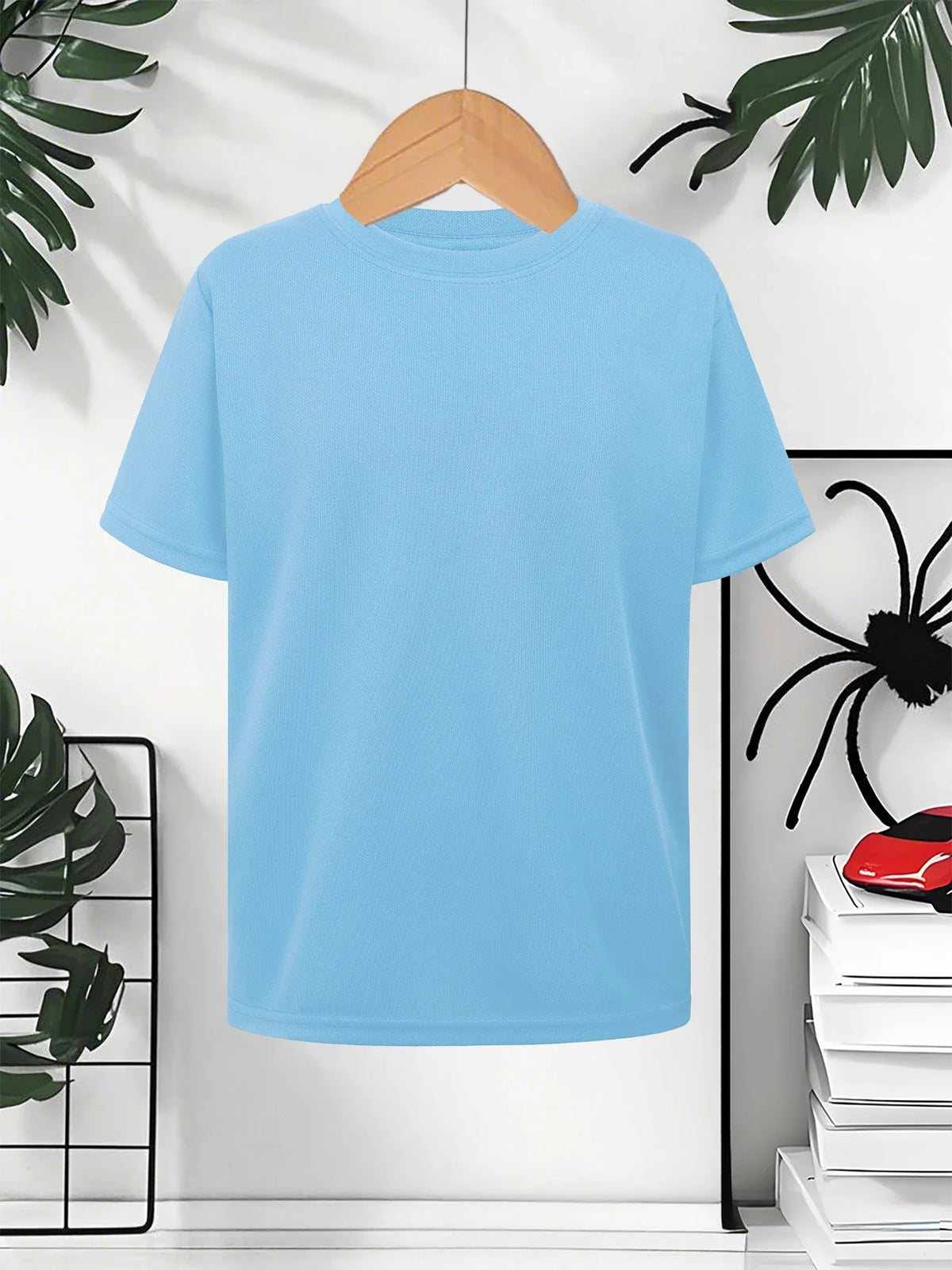 Men's summer fashion casual loose pattern printed sports round neck short sleeved quick drying T-shirt top