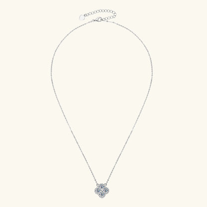 3mm Certified Moissanite Pendant Necklace for Women Classic Clover Flower Neck Chain 100% Pure 925 Silver Chain Charm