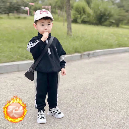 Spring Autumn Baby and Boys Half Zip Workout Sweatshirt+Sweatpant Set School Kids 2PCS Tracksuit Child Jogger Outfit 1-10Yr