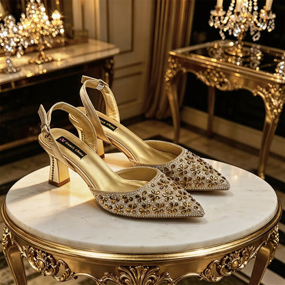 2026Italian-Inspired Silver Rhinestone Pointed Toe High Heels & Matching Handbag Set – Elegant Wedding Party Shoes for Women