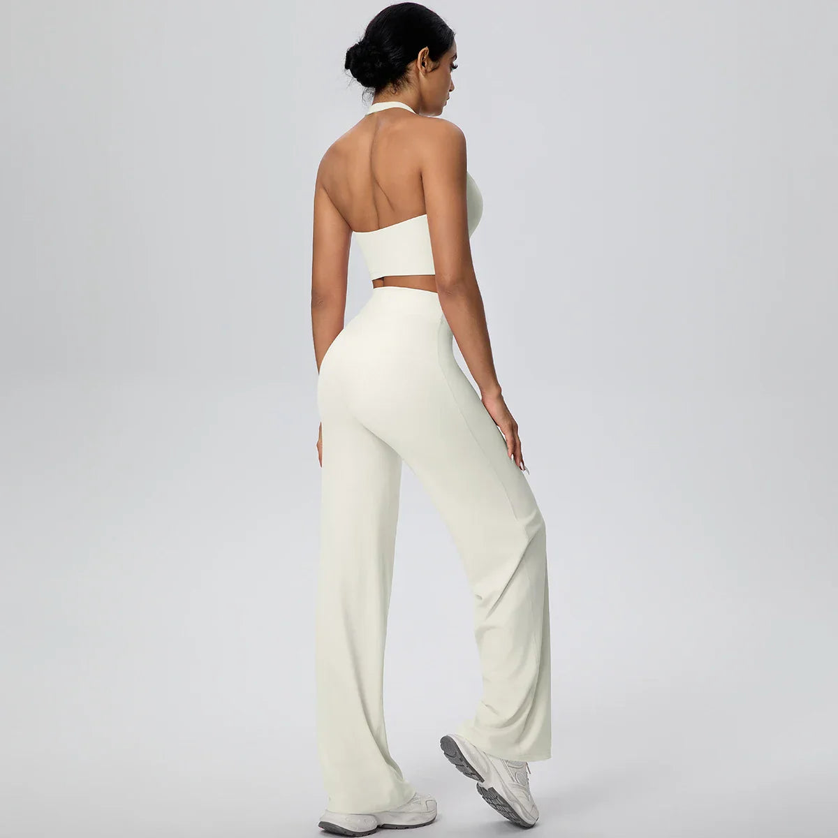 2PCS Woman Backless Hanging Neck Bra and Pants Yoga Set Summer Breathable Gym Sports Running Workout Top Hot Sales Yoga Set