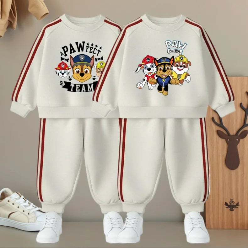2026 Spring New Side Stripe Long Pant Sets for Kids O Neck Casual Hoodies and Trousers Two Piece Paw Patrol Boy Girls Tracksuit