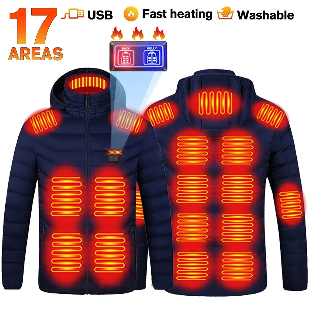 21 Areas Heated Jacket Women's Warm Vest USB Men's Heating Jacket  Waterproof Winter Heated Jackets Ski Clothing Coat Heated