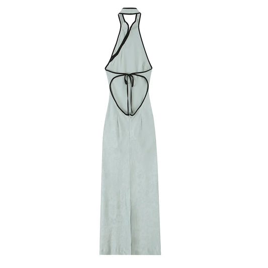 Chic Knot White Women Midi Long Summer Dress Sheath Backless Hollow Out Dress Fashion 2026 Neck-mounted Elegant Vestidos