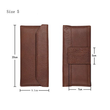 Genuine Leather Slim Phone Pouch Case For iphone 14 13 12 Pro Max Samsung S23 S22 Ultra Belt Clip Holster Cover Bag 4.7-7.2 inch