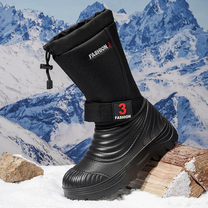 Men's New Snow Boots for Autumn and Winter, Fleece-Lined and Thickened, Cold-Proof, Outdoor Warm, Waterproof, Anti-Skiing, Hiking Boots