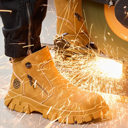 Steel Toe Work Boots side zipper anti-slip work shoes  Anti-Smash Anti Puncture industrial construction waterproof safety shoes