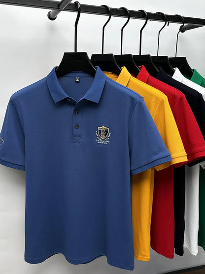 High end brand breathable cotton POLO shirt short sleeve men's 2024 summer exquisite letter embroidery fashion business T-shirt