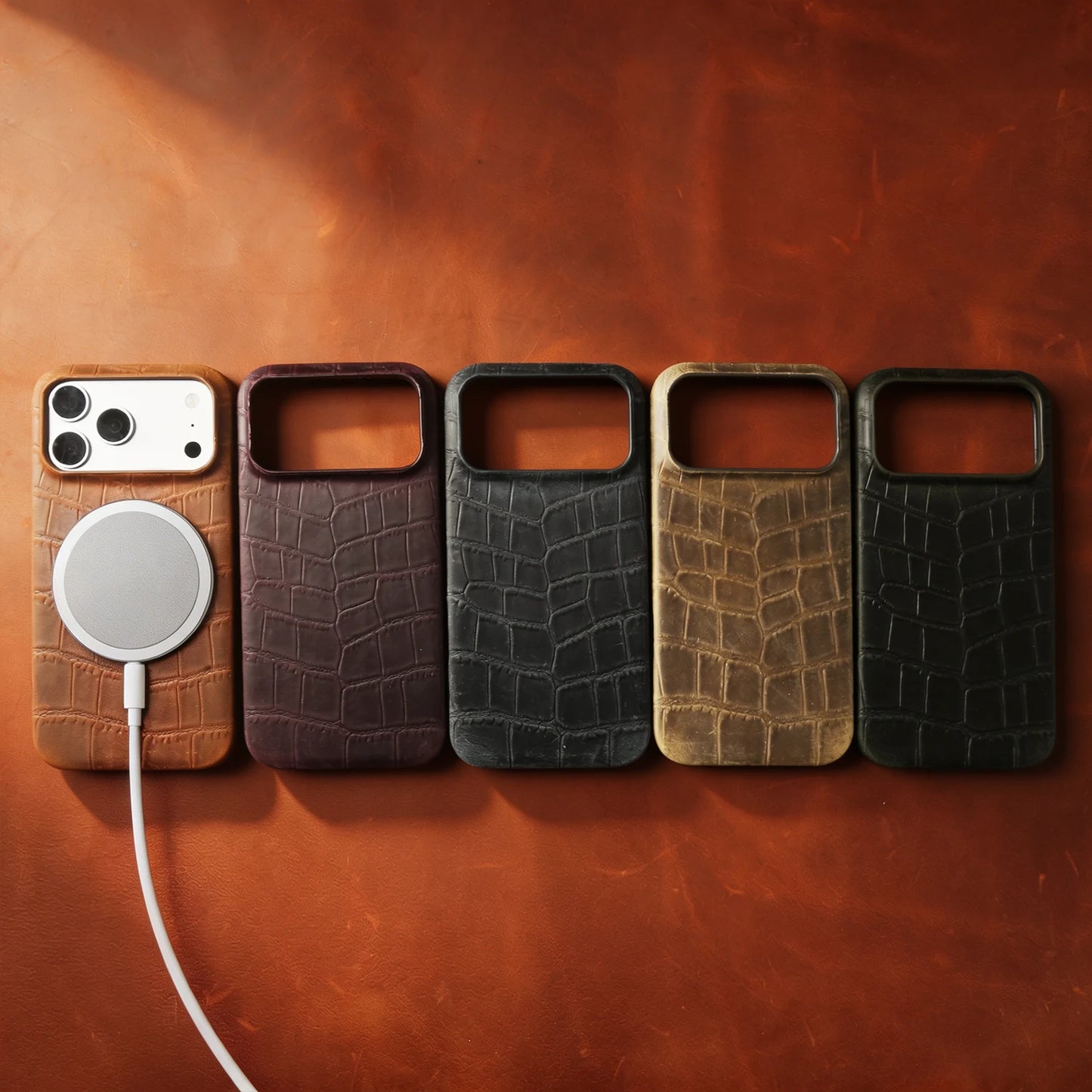 Magsafe Case For iphone 16 15 17 Pro Max Air 17e 16e 14 Plus 13 12 Mini 11 Crazy Horse Crocodile Genuine Leather Back Cover