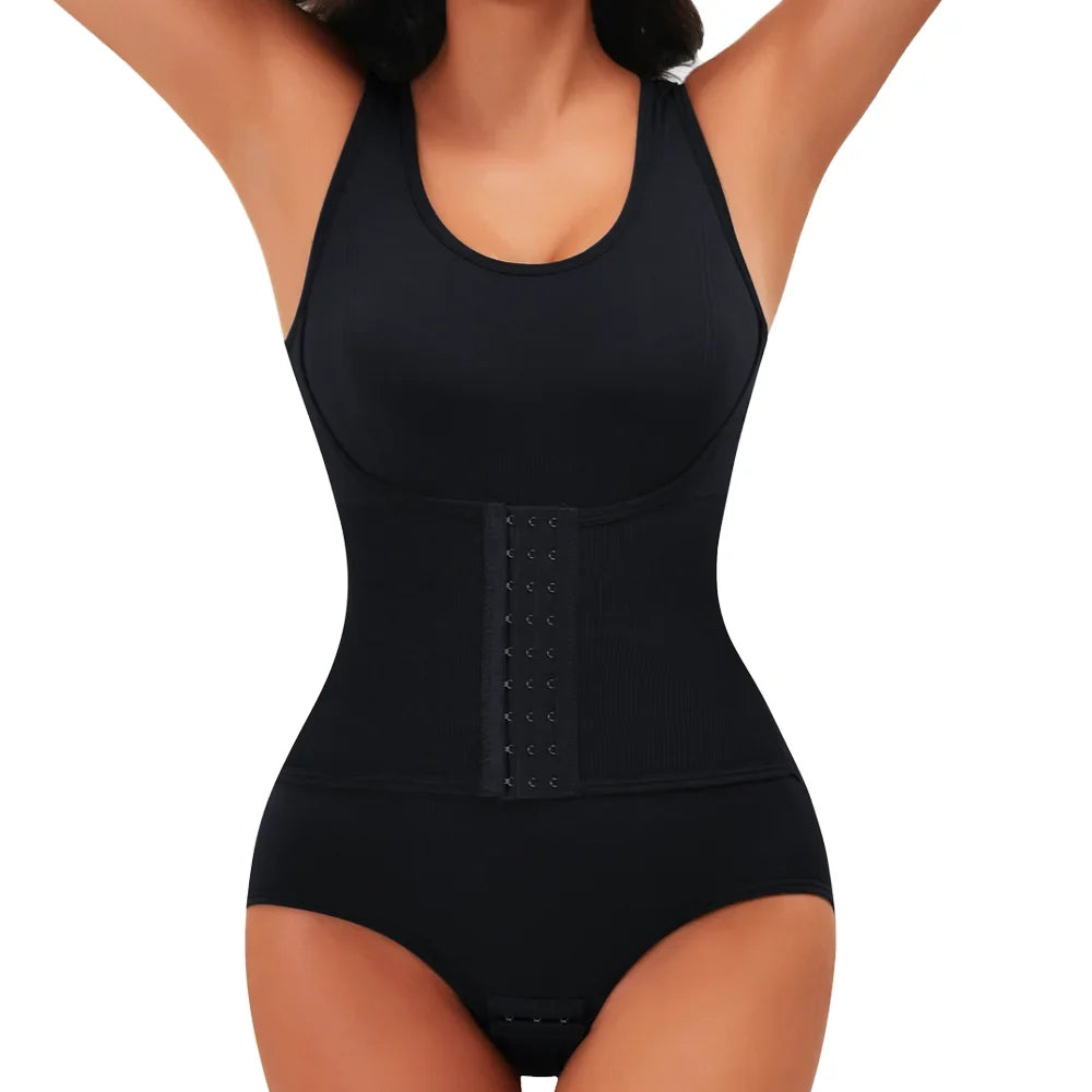 Women Bodysuit Shapewear with Hooks Belts Tummy Control Fajas Body Shaper Waist Trainer Belly Slimming Cincher Corset Tops