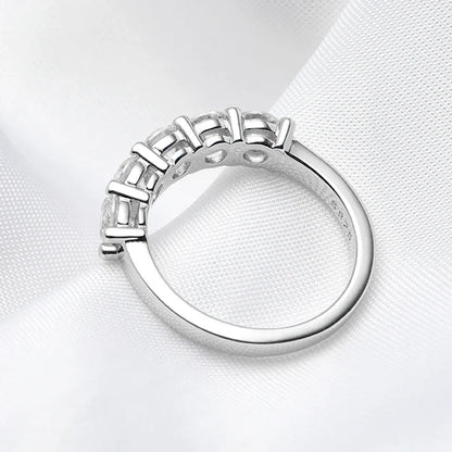 White Gold D Color 4mm Moissanite Ring for Women 1.5CTTW Stone Match Diamond Wedding Band Bride S925 Sterling Silver