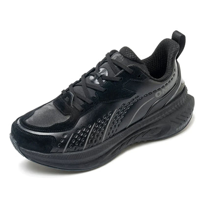 Winter Running Shoes for Men Leather Warm Sport Shoes Wear-resistant Female Jogging Training Shoes Black Walking Sneakers